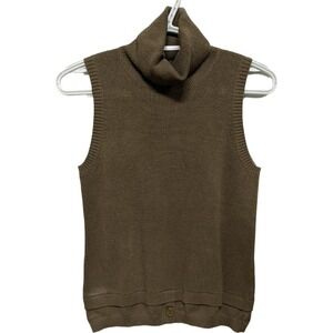Worth Sleeveless Sweater Brown Knit Cotton Blend Layering Small Office Minimal